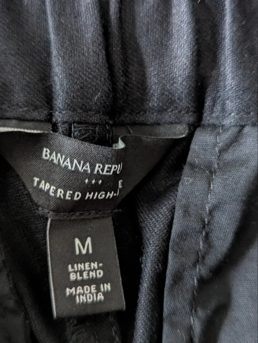 BANANA REPUBLIC Women's Black Linen Blend Tapered High Waist Pants Medium